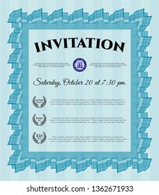 Light blue Formal invitation. Nice design. Customizable, Easy to edit and change colors. Complex background. 