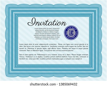 Light blue Formal invitation. Nice design. Customizable, Easy to edit and change colors. With quality background. 