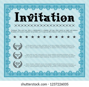 Light blue Formal invitation. Printer friendly. Detailed. Perfect design. 