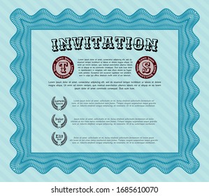 Light blue Formal invitation. Printer friendly. Modern design. Vector illustration. 