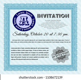  Light blue Formal invitation. With quality background. Nice design. Customizable, Easy to edit and change colors. 