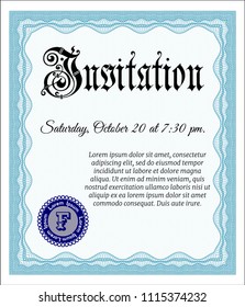 Light blue Formal invitation. With quality background. Detailed. Perfect design. 