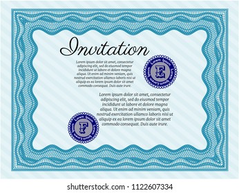 Light blue Formal invitation. With quality background. Nice design. Vector illustration. 