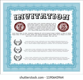 Light blue Formal invitation. With quality background. Detailed. Beauty design. 