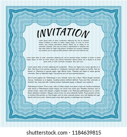 Light blue Formal invitation. Retro design. Customizable, Easy to edit and change colors. With background. 