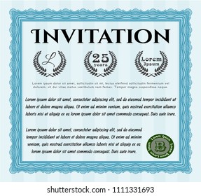 Light blue Formal invitation template. Excellent design. Detailed. With quality background. 