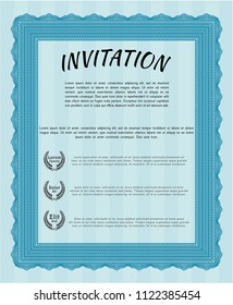 Light blue Formal invitation template. Easy to print. Vector illustration. Superior design. 