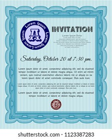 Light blue Formal invitation template. Customizable, Easy to edit and change colors. With complex background. Beauty design. 