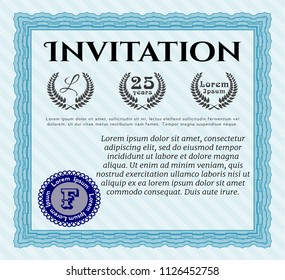 Light blue Formal invitation template. Cordial design. Printer friendly. Customizable, Easy to edit and change colors. 