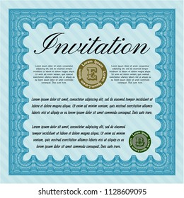 Light blue Formal invitation template. With linear background. Elegant design. Customizable, Easy to edit and change colors. 