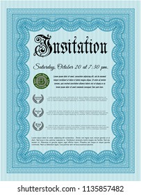 Light blue Formal invitation template. Easy to print. Customizable, Easy to edit and change colors. Elegant design. 
