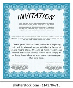 Light blue Formal invitation template. With quality background. Detailed. Lovely design. 