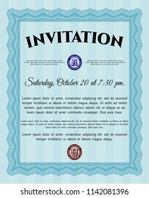 Light blue Formal invitation template. Customizable, Easy to edit and change colors. With quality background. Money Pattern design. 