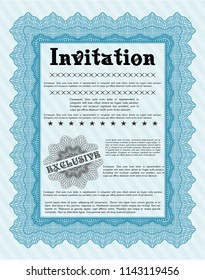 Light blue Formal invitation template. Perfect design. With quality background. Detailed. 