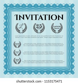 Light blue Formal invitation template. Money design. With complex background. Vector illustration. 