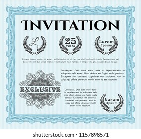 Light blue Formal invitation template. Sophisticated design. With complex background. Customizable, Easy to edit and change colors. 