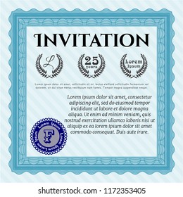 Light blue Formal invitation template. Modern design. With background. Detailed. 