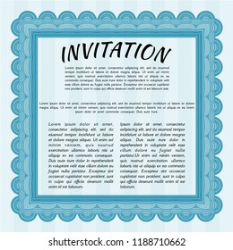 Light blue Formal invitation template. Sophisticated design. With complex background. Customizable, Easy to edit and change colors. 