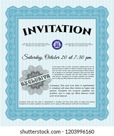 Light blue Formal invitation template. With quality background. Customizable, Easy to edit and change colors. Sophisticated design. 