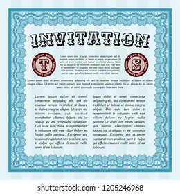 Light blue Formal invitation template. Cordial design. Complex background. Customizable, Easy to edit and change colors. 