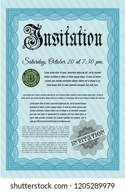 Light blue Formal invitation template. Perfect design. Complex background. Customizable, Easy to edit and change colors. 