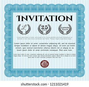 Light blue Formal invitation template. Printer friendly. Money Pattern. Customizable, Easy to edit and change colors. 
