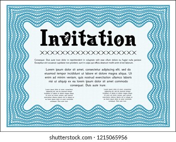 Light blue Formal invitation template. With linear background. Customizable, Easy to edit and change colors. Cordial design. 