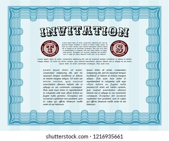 Light blue Formal invitation template. Modern design. Customizable, Easy to edit and change colors. Printer friendly. 