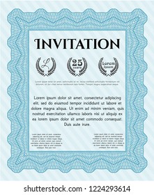 Light blue Formal invitation template. With quality background. Vector illustration. Modern design. 
