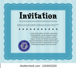 Light blue Formal invitation template. With complex linear background. Perfect design. Customizable, Easy to edit and change colors. 