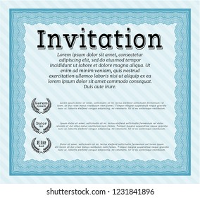 Light blue Formal invitation template. Printer friendly. Customizable, Easy to edit and change colors. Money style design. 