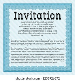 Light blue Formal invitation template. With background. Customizable, Easy to edit and change colors. Money Pattern. 