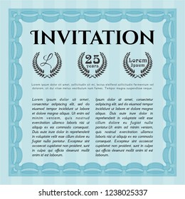 Light blue Formal invitation template. With complex background. Beauty design. Vector illustration. 