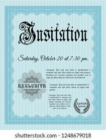 Light blue Formal invitation template. With quality background. Sophisticated design. Customizable, Easy to edit and change colors. 