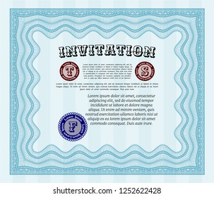 Light blue Formal invitation template. Customizable, Easy to edit and change colors. Easy to print. Elegant design. 