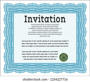 Light blue Formal invitation template. With background. Customizable, Easy to edit and change colors. Artistry design. 