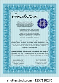 Light blue Formal invitation template. Superior design. Vector illustration. With quality background. 