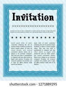 Light blue Formal invitation template. With quality background. Beauty design. Vector illustration. 