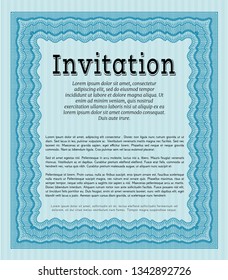 Light blue Formal invitation template. With background. Vector illustration. Modern design. 