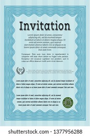 Light blue Formal invitation template. Excellent design. Customizable, Easy to edit and change colors. With quality background. 