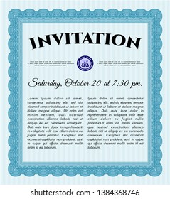 Light blue Formal invitation template. Easy to print. Nice design. Vector illustration. 