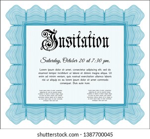 Light blue Formal invitation template. Excellent design. Customizable, Easy to edit and change colors. Printer friendly. 