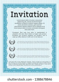 Light blue Formal invitation template. Complex background. Good design. Detailed. 