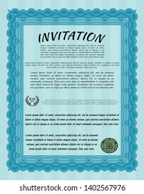 Light blue Formal invitation template. Elegant design. With complex linear background. Customizable, Easy to edit and change colors. 