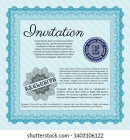 Light blue Formal invitation template. With complex background. Lovely design. Customizable, Easy to edit and change colors. 