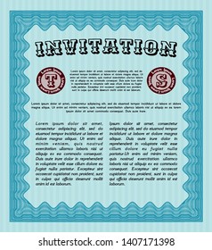 Light blue Formal invitation template. With linear background. Customizable, Easy to edit and change colors. Artistry design. 