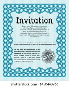 Light blue Formal invitation template. Retro design. Customizable, Easy to edit and change colors. With linear background. 
