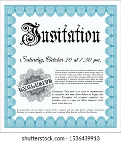 Light blue Formal invitation template. Customizable, Easy to edit and change colors. Printer friendly. Retro design. 