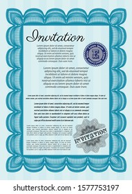 Light blue Formal invitation template. Customizable, Easy to edit and change colors. Printer friendly. Perfect design. 
