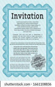 Light blue Formal invitation template. With complex background. Good design. Customizable, Easy to edit and change colors. 